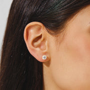Timeless flower halo moissanite stud earrings, diamond-like sparkle