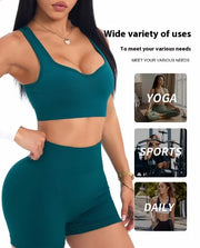 Ribbed knit seamless yoga set for a smooth, flattering fit