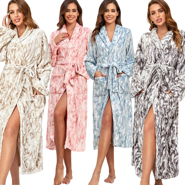 Pajamas for Women Animal Print Spa Robe — Soft Warm Polyester Bathrobe (Sizes to 3XL)