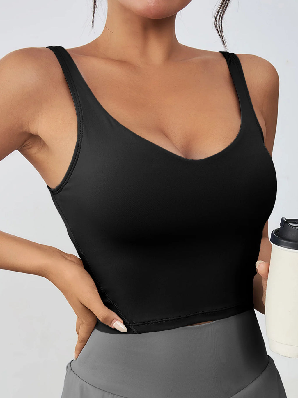 Women's Breathable High Support Yoga Sports Bra With Removable Chest Pads Lightweight Sleeveless Tank Tops for Workout Running