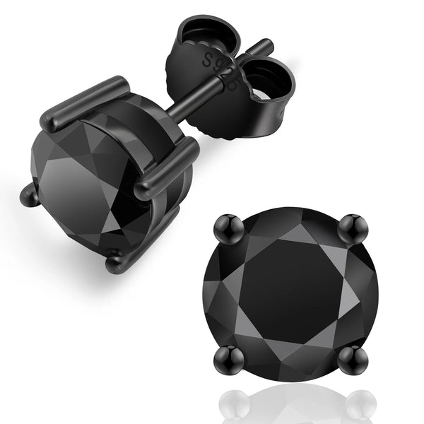 Stud Earrings — Black Moissanite 2.0ct 925 Sterling Silver, GRA Certified