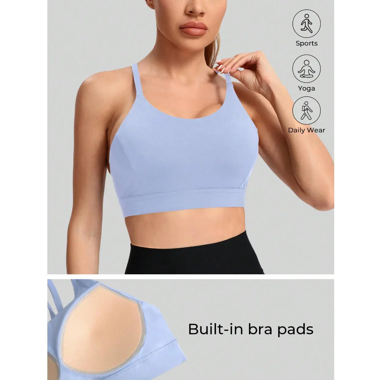 Women's Y-Shaped Back-Beautifying Sports Bra High Support Shockproof Breathable Running Bra