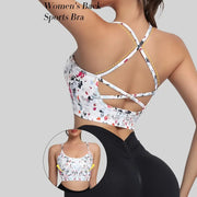 Women's floral cross-back sports bra with medium support
