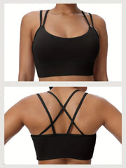 Medium-support strappy sports bra for yoga and running
