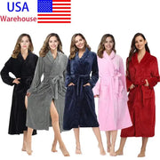 Long flannel bathrobe with plush warm fabric