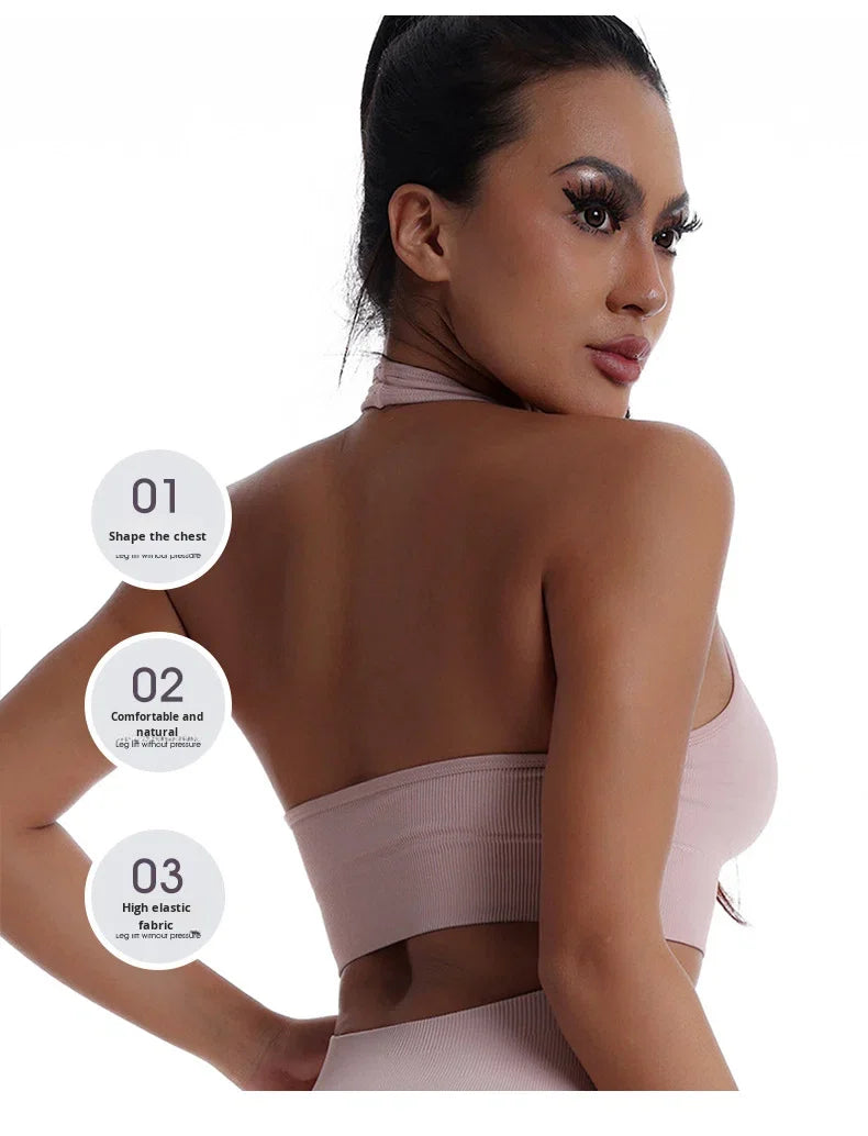 Women Seamless Breathable High Support Yoga Sports Bra for Removable Pads Push-Up