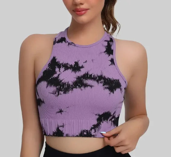 Women's Four-Way Stretch Seamless Yoga Crop Tank Top