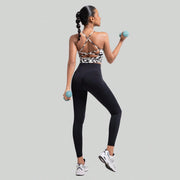 Floral print high-support bra for yoga and running