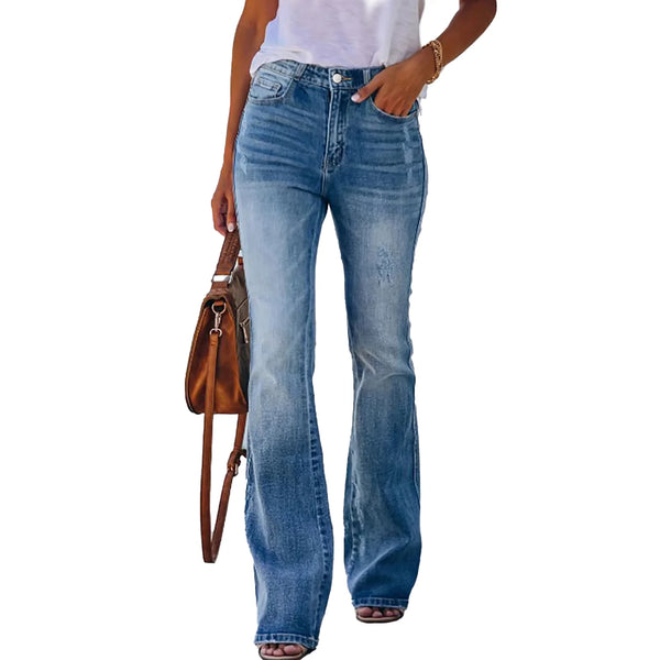 Light Blue Wide Leg Flare Jeans - Vintage Baggy Denim
