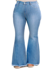 Maanga wide-leg flare jeans in washed denim with relaxed baggy fit