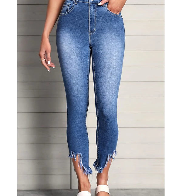 Mid-Waist Stretch Skinny Jeans in Pencil Fit