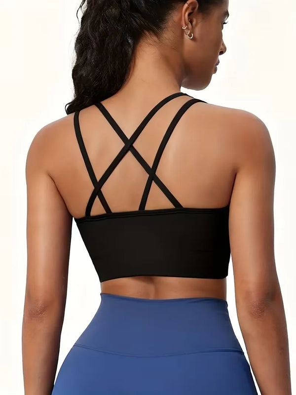 Criss-Cross Strappy Seamless Sports Bra