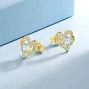 0.6ct Heart Moissanite Studs, silver twist heart finish