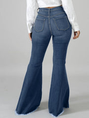Bootcut flare jeans in solid snow-wash denim finish