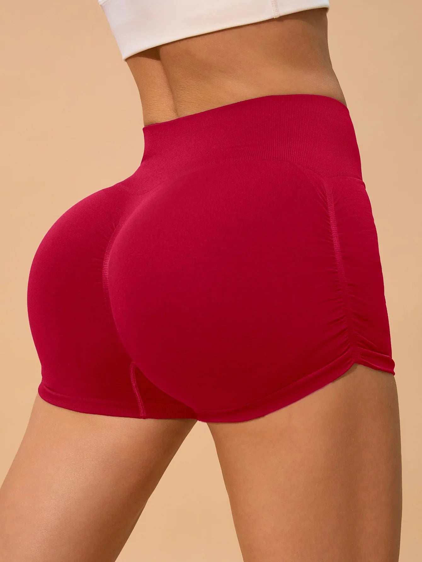 Womens Seamless Fitted High Waist Yoga Shorts Scrunch Butt Lifting 3''- Medium Waisted Booty Workout Volleyball  Shorts