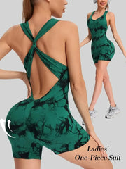 Hip-lifting sports bodysuit in lightweight spandex nylon blend