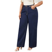 Full-length wide leg jeans with relaxed straight fit