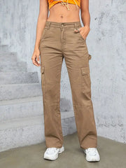 Baggy Cargo Jeans in Golden, straight-leg cargo styling