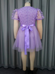 Lightweight polyester tulle mini dress with flowing A-line skirt