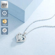 Moissanite halo necklace with 18+2 inch sterling silver chain