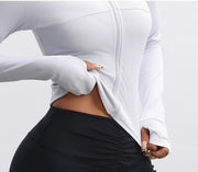 Long sleeve training top with stand collar and regular fit silhouette