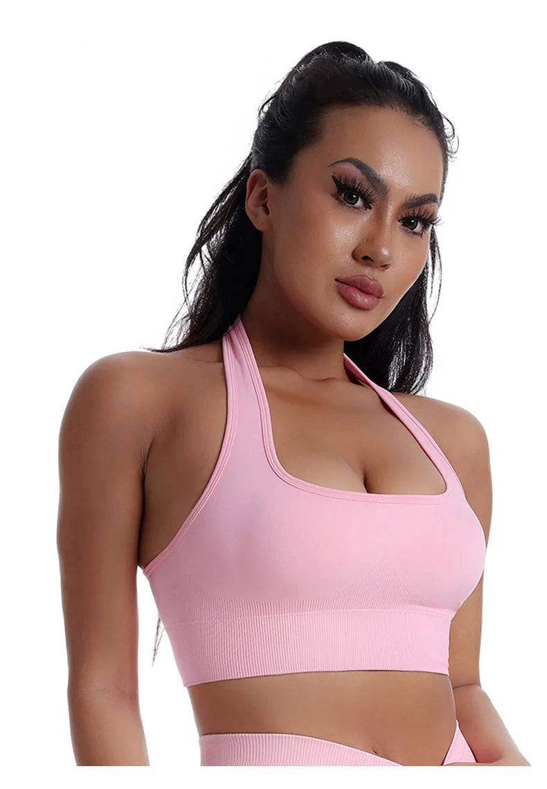 Women Seamless Breathable High Support Yoga Sports Bra for Removable Pads Push-Up