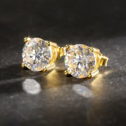 Moissanite stud earrings in 925 sterling silver with round brilliant-cut stones