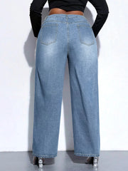 High-Waist Wide-Leg Jeans with straight vintage-inspired cut