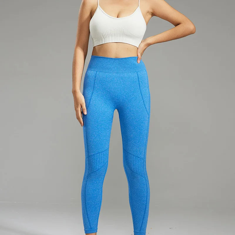 Women's Seamless Elastic High-Waisted Shaping Sports Leggings Moisture-Wicking Butt-Lifting Pants for Running Yoga Fitness