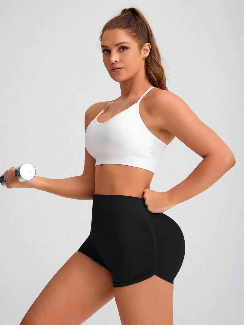 Workout Shorts for Women Scrunch Butt Lifting 3''- Medium Waisted Booty Workout Volleyball Yoga Seamless Shorts