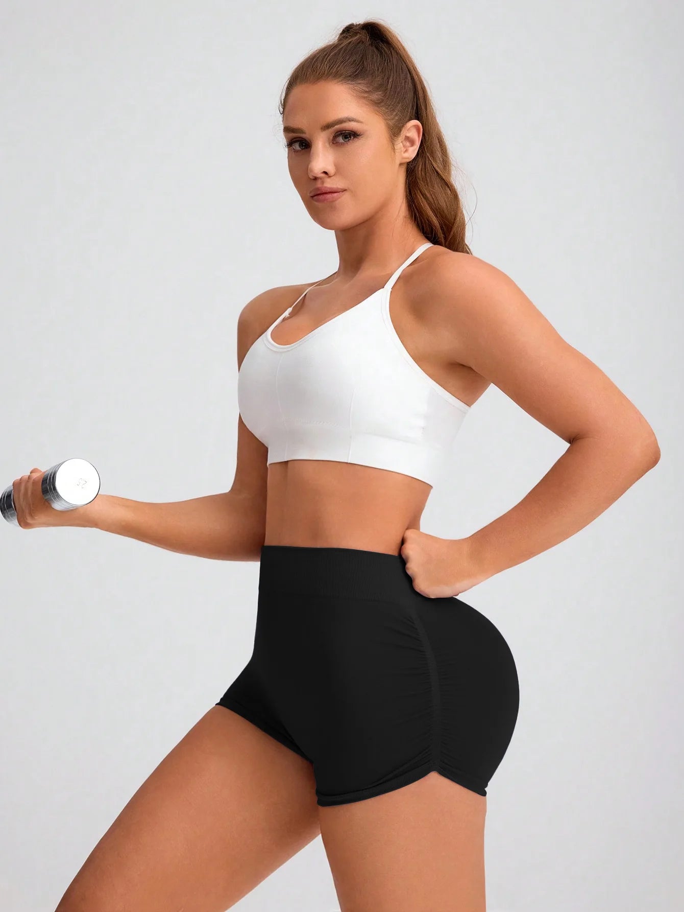 Workout Shorts for Women Scrunch Butt Lifting 3''- Medium Waisted Booty Workout Volleyball Yoga Seamless Shorts