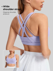 Thin strap sports bra with smooth seamless chest construction