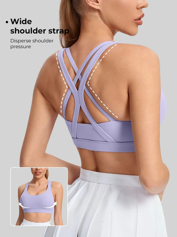 Women's Thin Strap Yoga Sports Bra with Breathable Crisscross Back