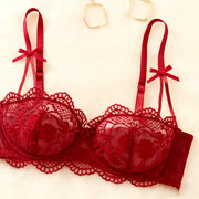 Wire-Free Embroidered Lingerie Set with matching bra and panties in stretchy jersey knit