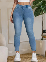 Women's stretch skinny jeans with pull-on elastic waist