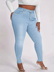 Mid-weight stretch cotton-blend skinny jeans for a smooth flattering line