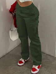 Multi-pocket cargo jeans with relaxed straight-leg silhouette