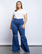 Cotton-spandex blend baggy denim with light stretch