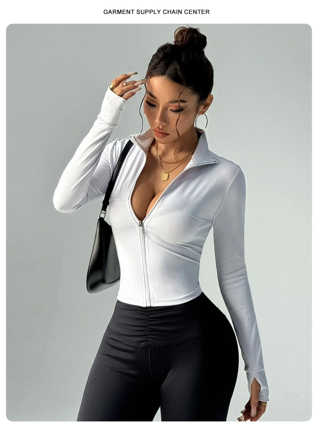 Women's Long Sleeve Zipper Sports Top Bare Sensation Fitness Training Jacket for Autumn Breathable Yoga Tight-Fitting Sports