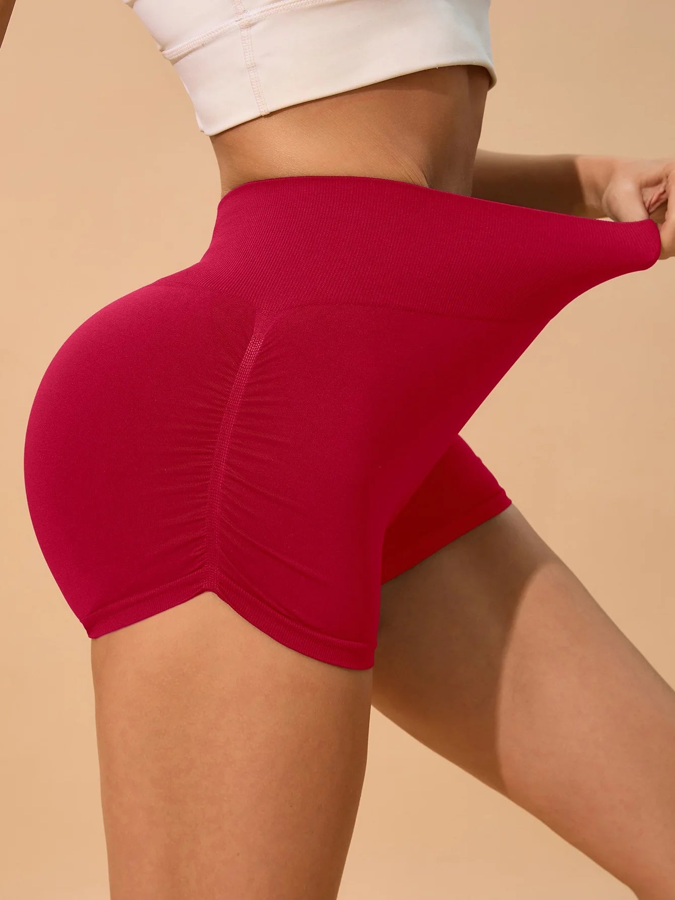 Womens Seamless Fitted High Waist Yoga Shorts Scrunch Butt Lifting 3''- Medium Waisted Booty Workout Volleyball  Shorts