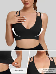 Cross-strap sports bra in breathable nylon-spandex four-way stretch
