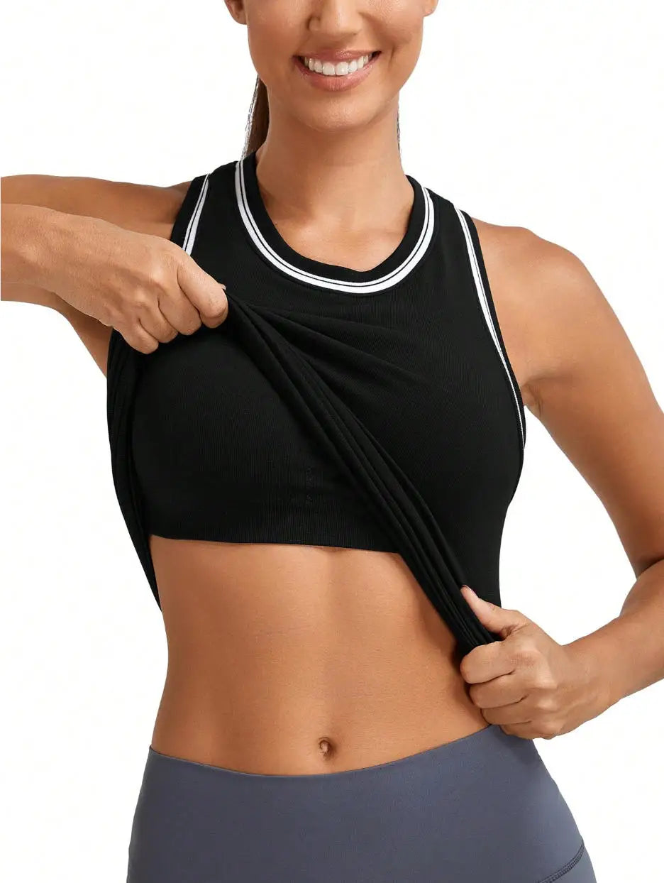 Women's Seamless Workout Tank Top with Built-In Bra