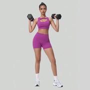 Breathable spandex and nylon yoga set with soft textured finish