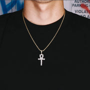 Iced Out Cross Necklace, unisex hip-hop design