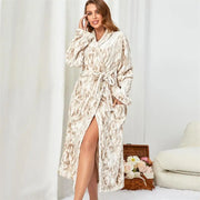 Animal Print Bathrobe, snuggly polyester throw-on layer