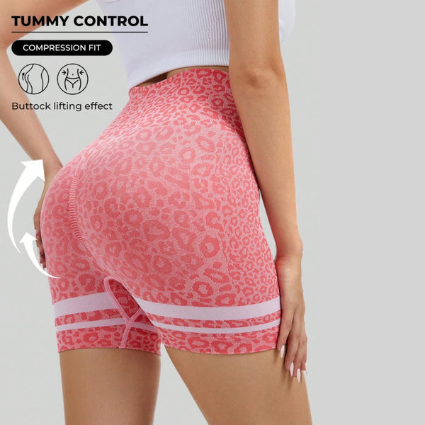 High-Waisted Seamless Leopard Yoga Shorts