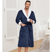 Relaxed-cut black bathrobe with full hood coverage