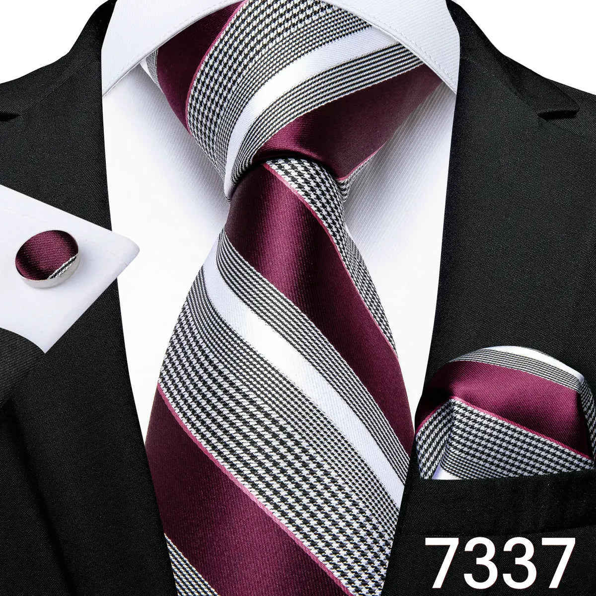 Free Shipping Business Design Jacquard Paisley Mens Silk Tie Gift Tie Cufflinks Hanky 3pc One Set