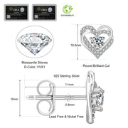 Heart Moissanite Studs with GRA-certified VVS clarity lab-grown stone