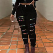 High waist skinny jeans for plus size women in Black